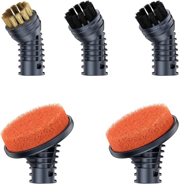 ScrubWiz 5 Pieces Replacement Accessories for Steam Mop, 2 Scouring Pad Brushs, 2 Nylon Brushs and Metal Brush