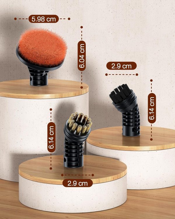 ScrubWiz 5 Pieces Replacement Accessories for Steam Mop, 2 Scouring Pad Brushs, 2 Nylon Brushs and Metal Brush - Image 5